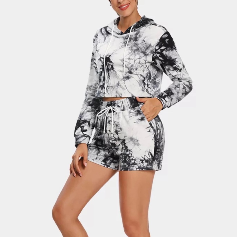 Cotton Tie Dye Short and Sweater Lounge Set